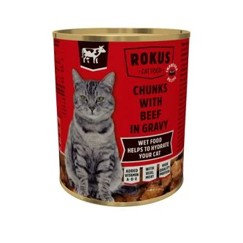 ROKUS ΚΟΝΣΕΡΒΑ ΓΑΤΑΣ ΜΕ ΒΟΔΙΝΟ 810gr