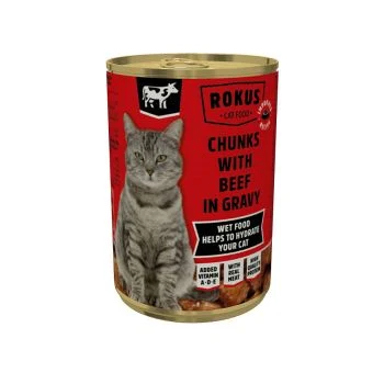 ROKUS ΚΟΣΕΡΒΑ ΓΑΤΑΣ ΜΕ ΒΟΔΙΝΟ 410gr